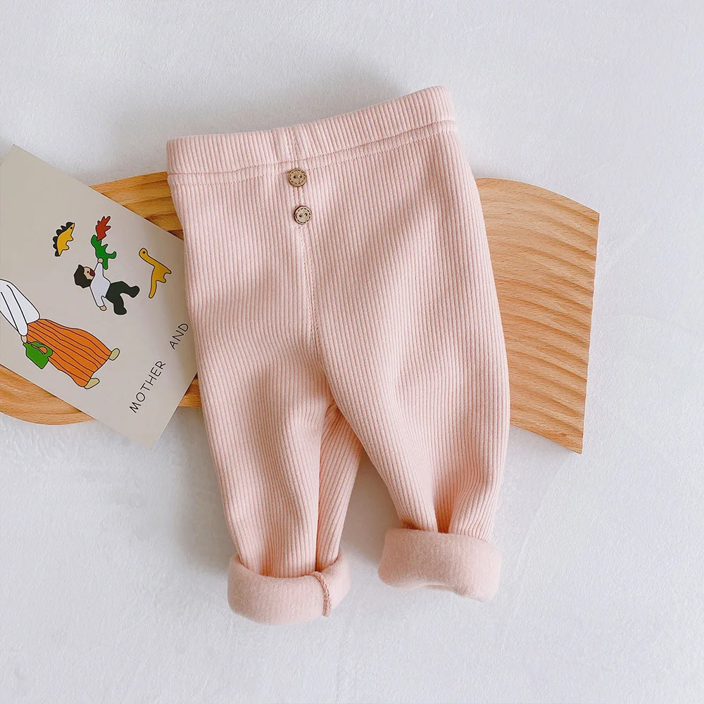 Winter thickened thread leggings for infants 0-3 years old simple versatile elastic large PP pants for boys and girls
