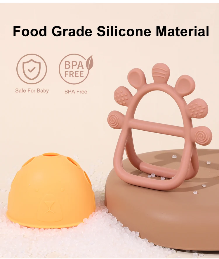 Oem Animal Silicone Soothing Teether Baby Toy Soft BPA Free Sensory Pacifiers Baby Hand Teether Glove Teething Toys For Babies