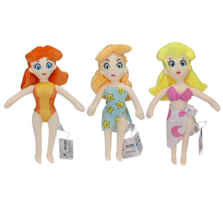 New arrival summer swimsuit 11inch pp cotton stuffed anime mario princess peach plush dolls for decoration