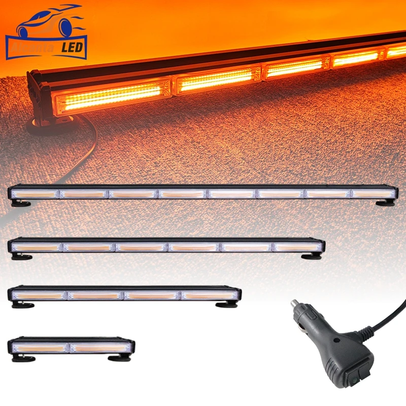 COB LED Strobe Light Emergency Hazard Warning Safety Beacon Lights Amber Bar Aluminum Fog Light for Cars Universal Standard Size