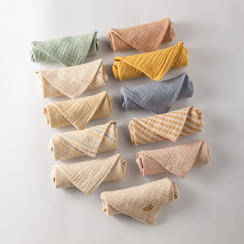 OEM Baby Washcloths 2 Layer Soft cotton muslin blanket for Newborn Bath Face cleaning  Natural Baby bibs for Delicate Skin