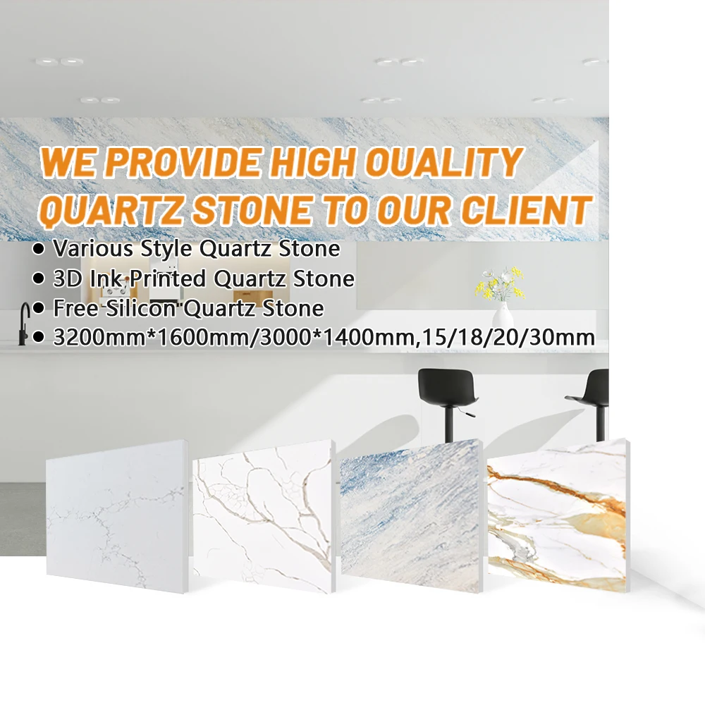 20mm 30 mm artificial stone kitchen countertops marble look artificial quartz stone