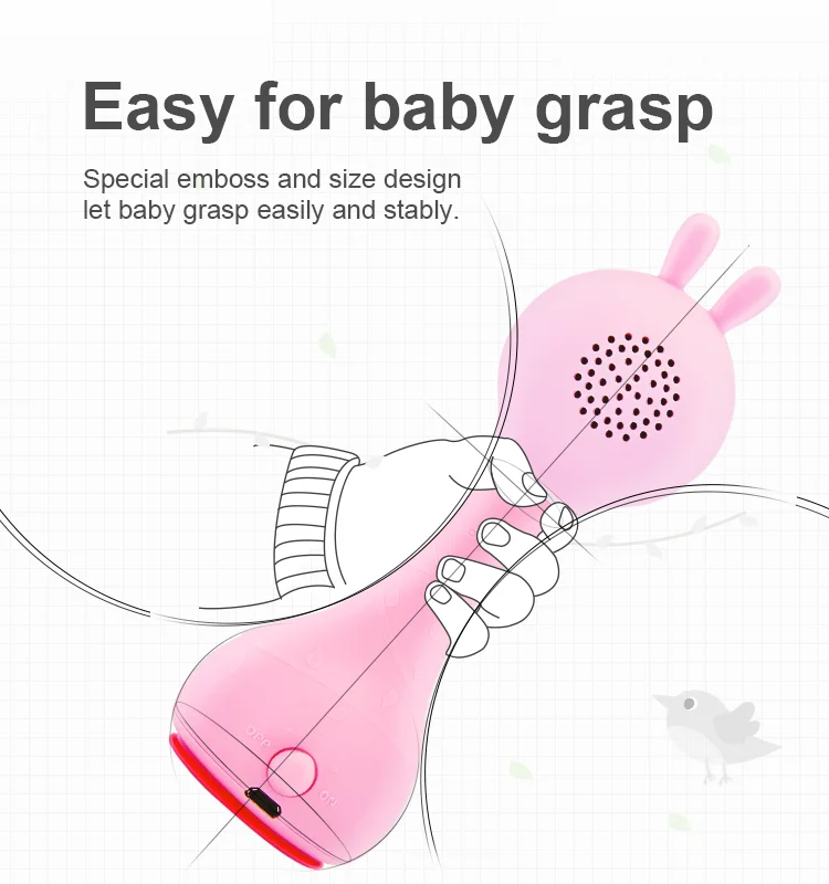 Alilo 2021 Hot Selling Bunny Smart Electronic Kids learning robot Children Shaker Silicone Set Toys Baby Rattle