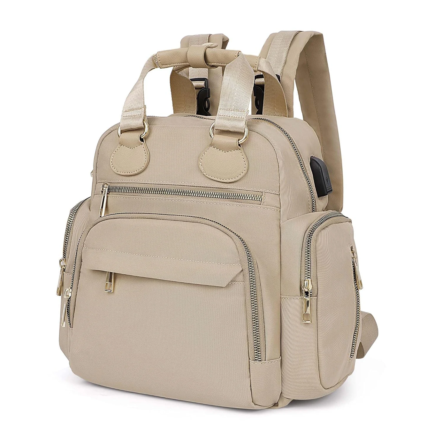 Mini Cute Mommy Travel Bag with USB Charging Port Wet Dry Bag Stroller Clips Insulated Pockets Small Baby Nappy Diaper Backpack