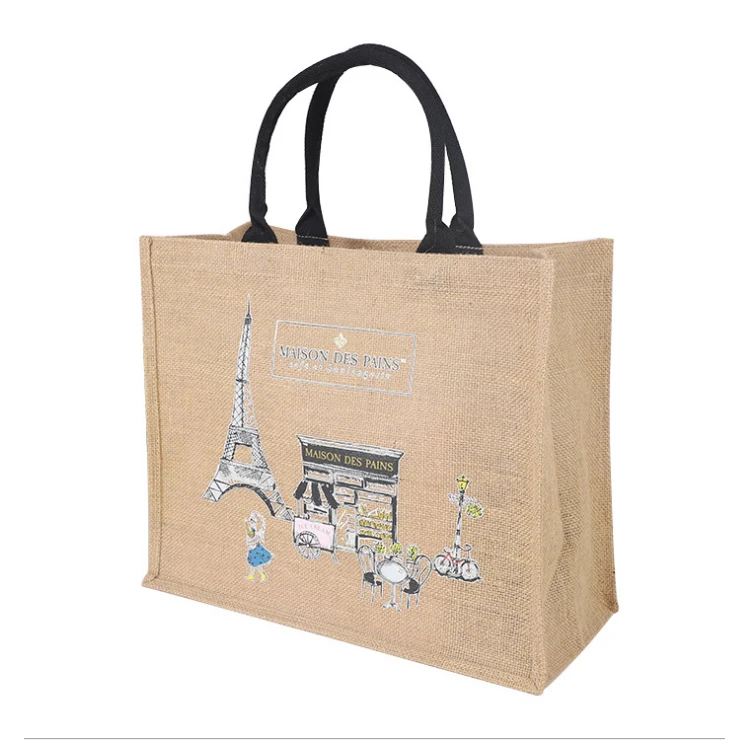 Hot Sale Small Fresh Art Student Shoulder Canvas Hemp Tote Bag Eco-friendly Cotton Portable Jute Canvas Bag