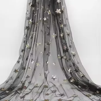 Competitive Price Manufacturer Butterfly Pattern Lace Net Floral Sequin Embroidery Fabric For Evening Dresses