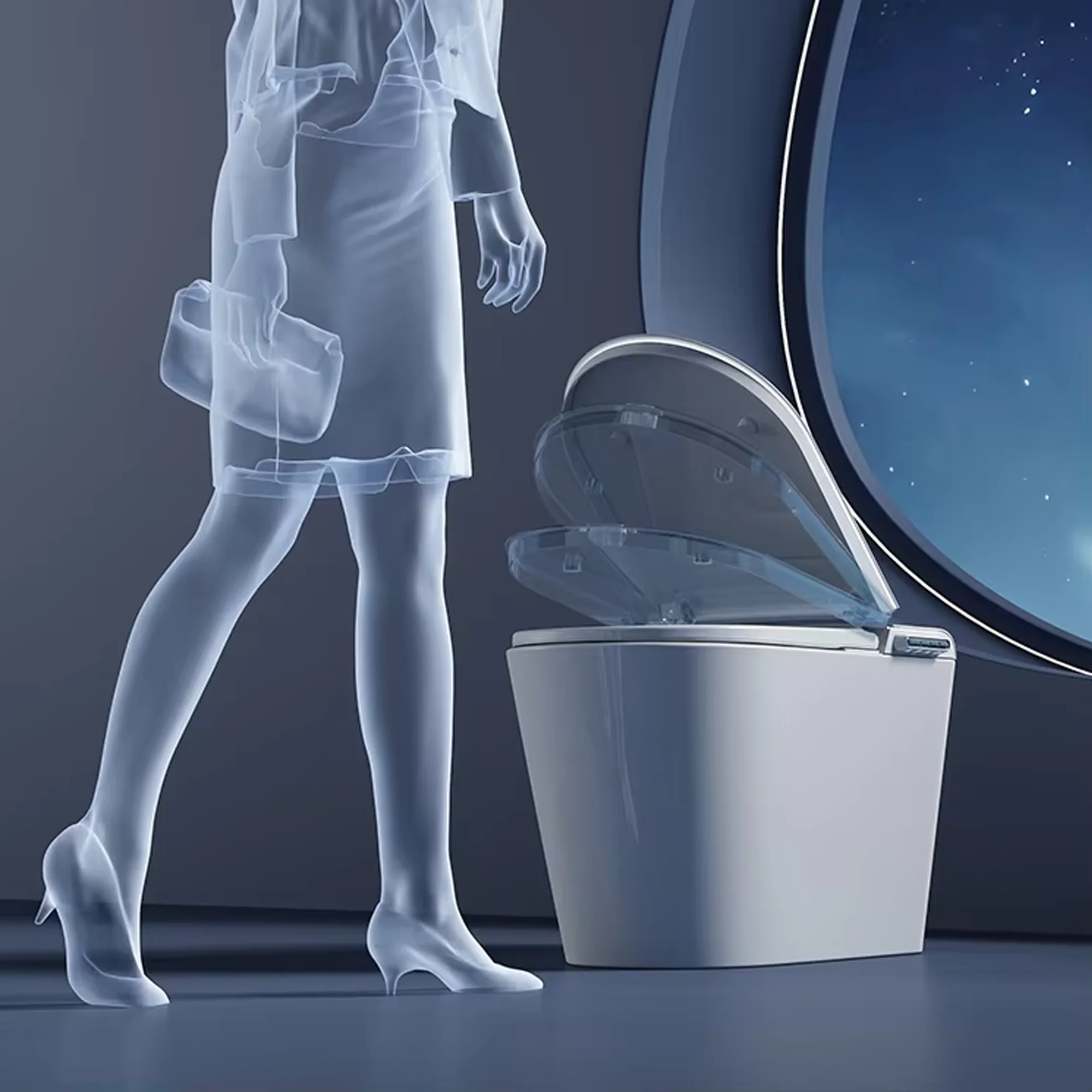 Solovia 2025 Smart Ceramic Automatic Sanitary Ware Toilet Elongated Bowl Modern Automatic Auto Flush Floor Mounted for Bathroom