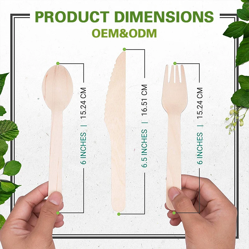 Winning Wooden Cutlery Forks Bulk Biodegradable Disposable Eco-Friendly Custom Birchwood Wooden Cutlery