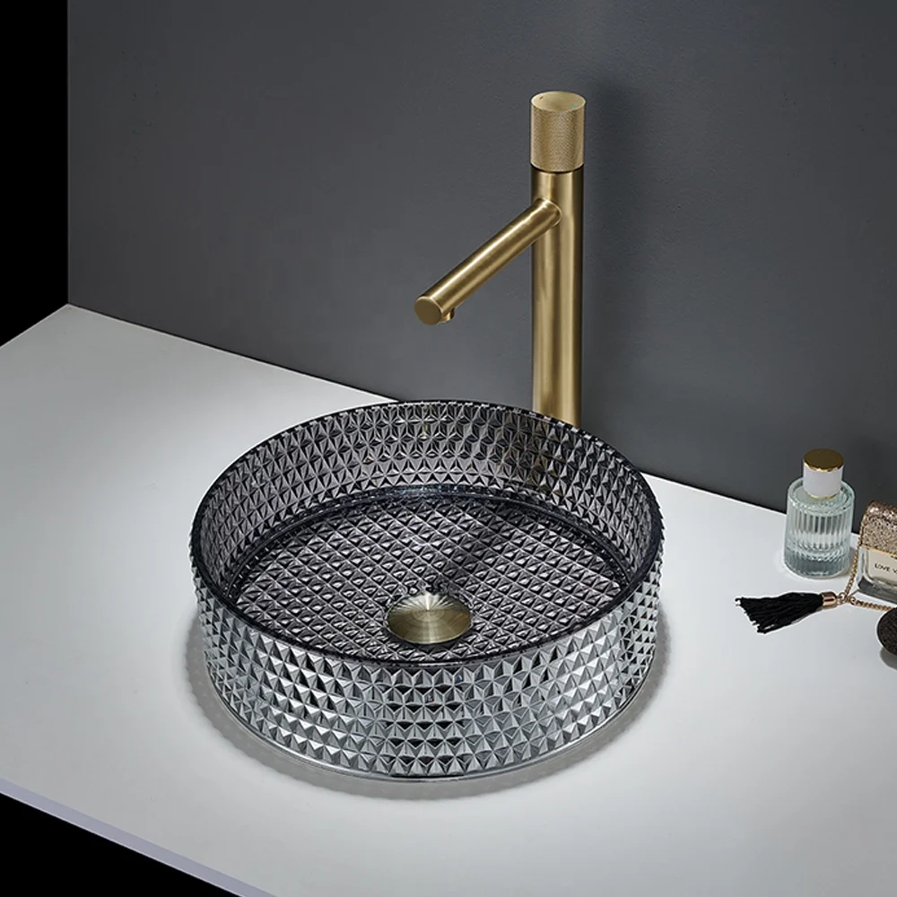 Pate Table Top Crystal Glass Basins Wash Bathroom Washbasin