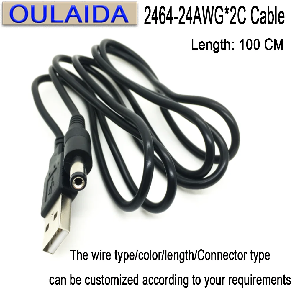 OULAIDA 100CM USB Male to 5.5 mm*2.1 DC Barrel Jack Power Cable AC plug Transfer Connector Charger interface converter USB to DC