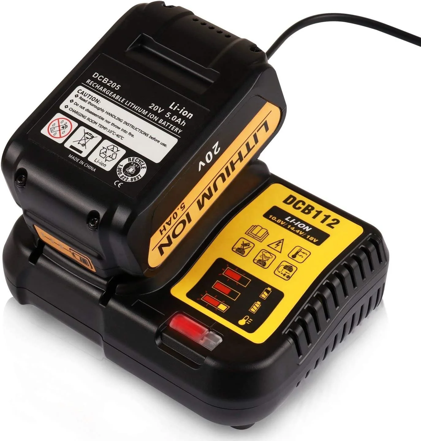 
For 20V DCB112 Dewalt Battery Charger 12V 14.4V 18V 20V DCB200 DCB205 Rechargeable Battery Power Tool Accessories 