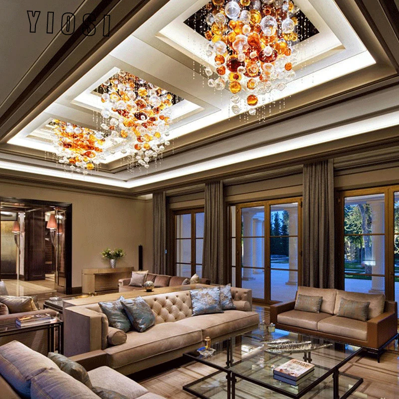 Nordic Clear Glass Bubbles Chandelier Lighting Ceiling Chandeliers Hotel Lobby Bar Decoration