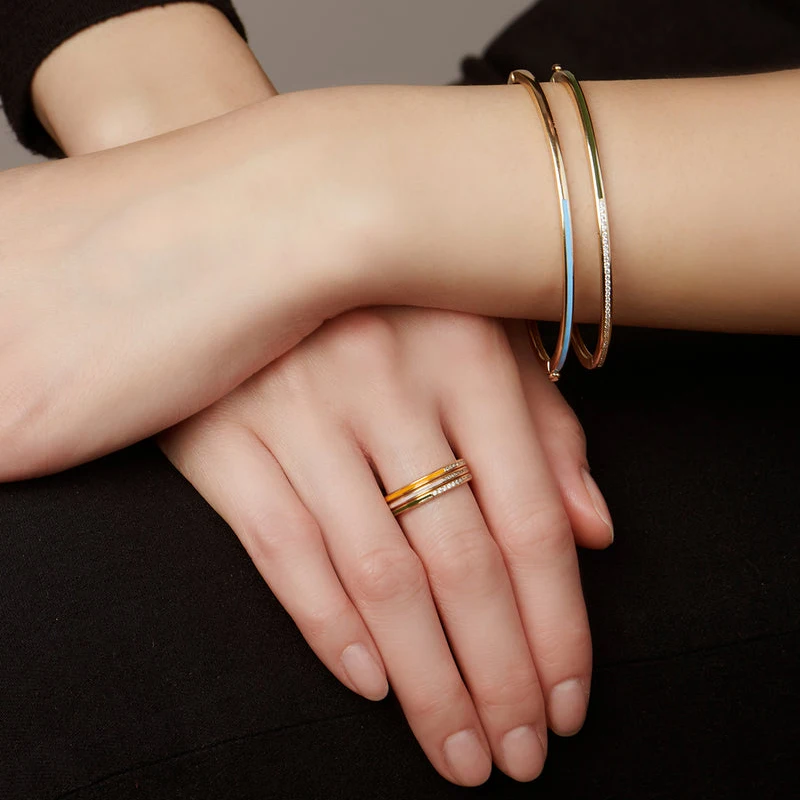 Minimalist Design 925 Sterling Silver Neon Colorful and Sparkle CZ Enamel Statement Ring For Women