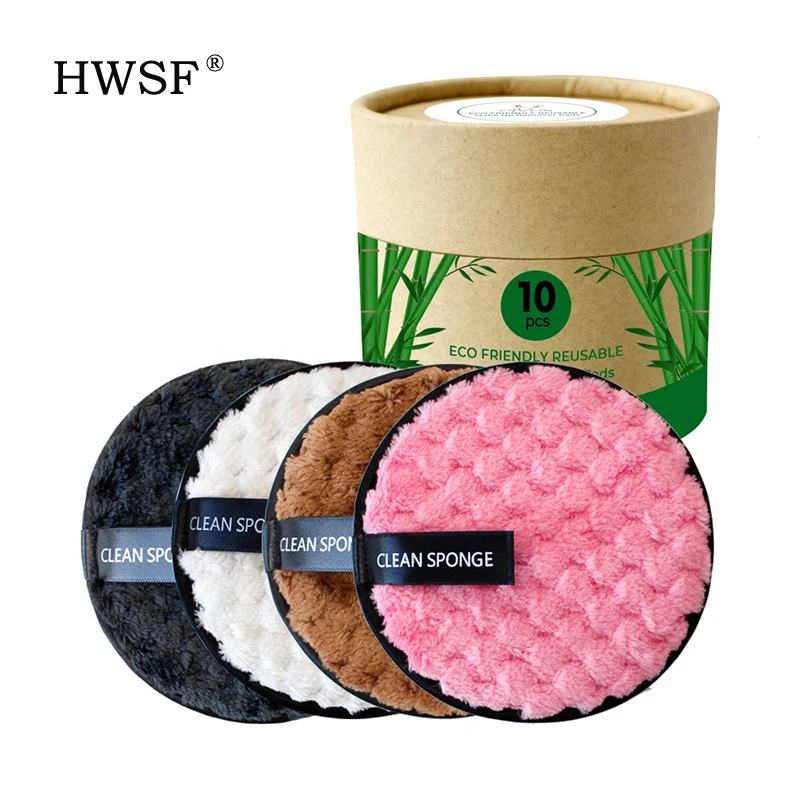 Пользовательский логотип Моющиеся микрофибры хлопок Очищение лица макияж порошок волшебное удаление макияж многоразовые прокладки для удаления макияжа