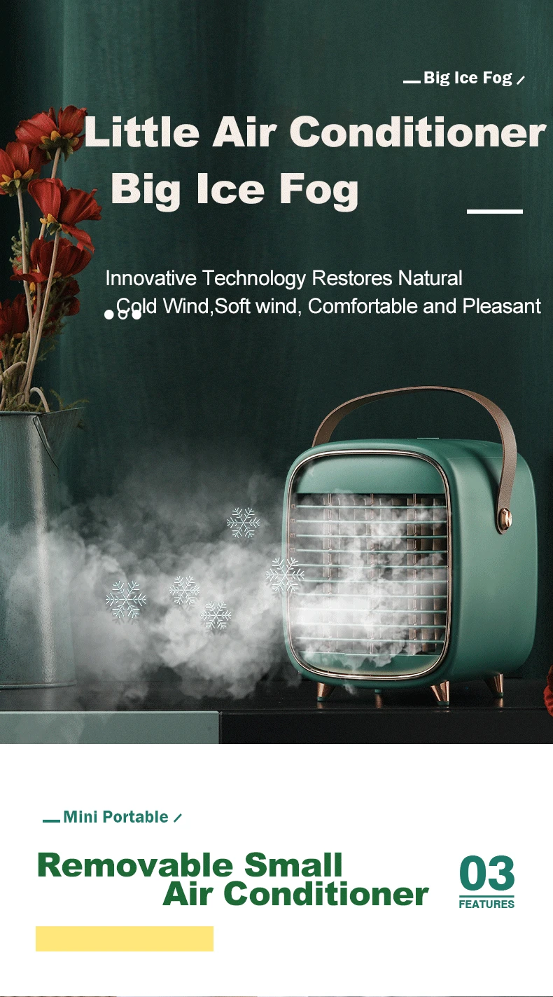 2021 new portable water  ice air conditioner fan for home office