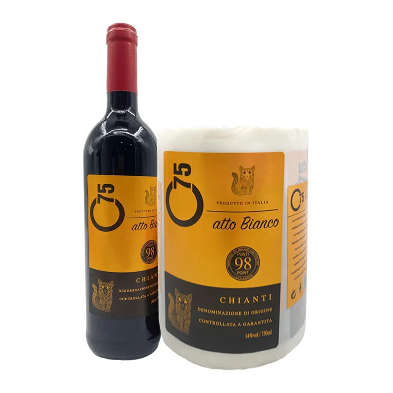Red wine self-adhesive label sticker spot custom logo paper wine label bottle sticker packaging label