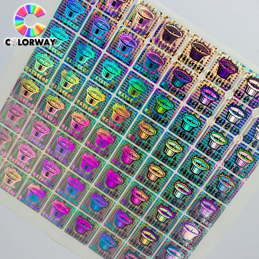 Personalized Custom Logo Printing anti-fake Reflective Hologram sticker hot stamping red foil 3D holographic label