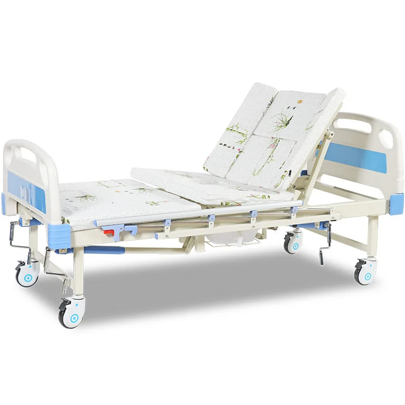 Hospital Equipment Icu Room Multifunction Manual Medical Hospital Home Care Bed With Toilet Middle Curved Nursing Bed