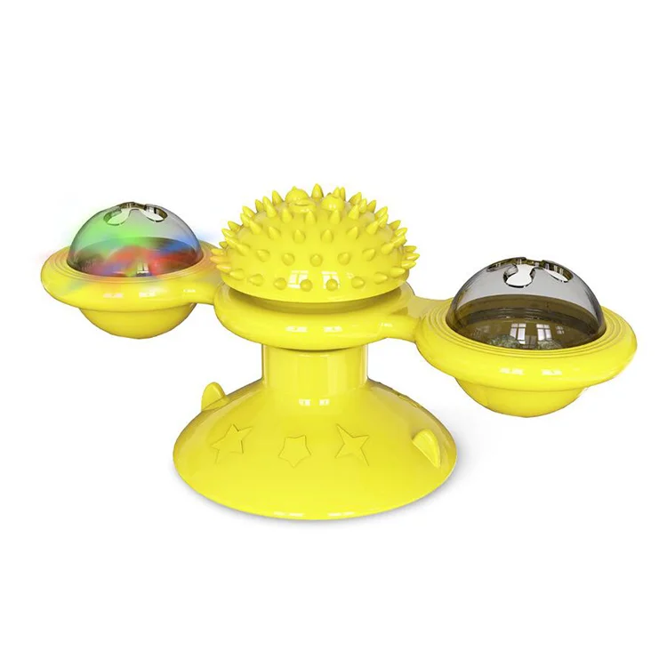 interactive cat turntable toy glow ball rotating windmill cats teeth grinding wheel kitten playing toys