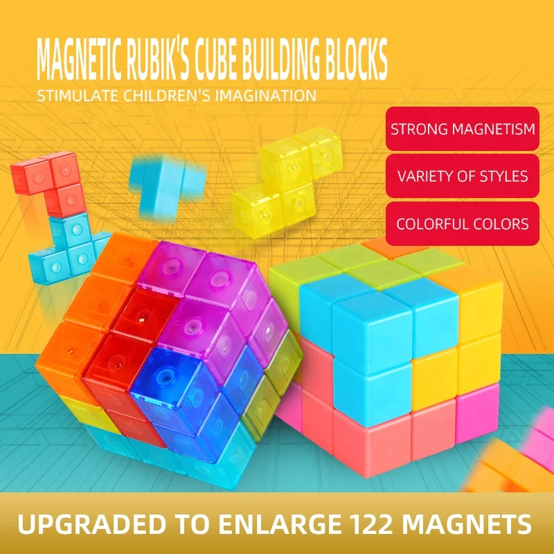 CPC Montessori DIY Colorful Educational Magnetic ABS Plastic Building Blocks Set Children Toy magnetic cubes toys