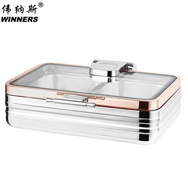 WINNERS high-quality buffet server silver rose gold split type electric chafing dishes food warmer stainless steel 9l for hotel