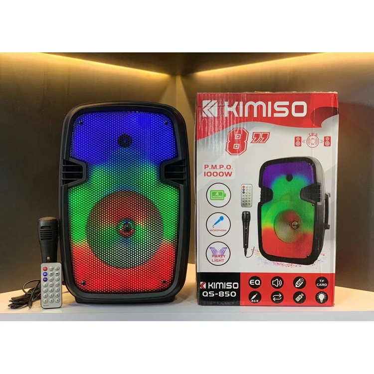 QS-850 Latest Loudspeaker KIMISO 8inch Speaker Big Rrolley Speaker With LED Screen