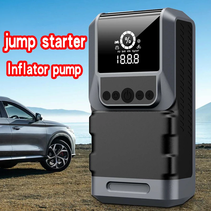 20000mah Mini Size New Can Start Car Can Inflate Car Rechargeable Car Jump Starter Digital Air Compressor 12V Jump Starter