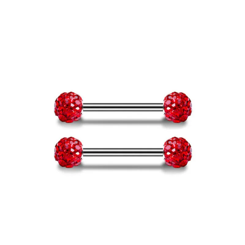 NUORO Hot Selling 316 Surgical Stainless Steel Body Piercing Jewelry Sexy Red Zircon Heart Cherry Nipple Piercing Ring Studs
