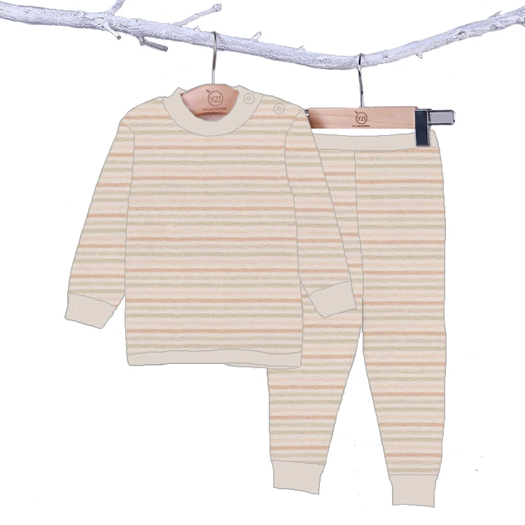 
New coming oeko tex standard natural colored cotton infant fabric yarn dyed stripe interlock knitted fabric for baby clothes 