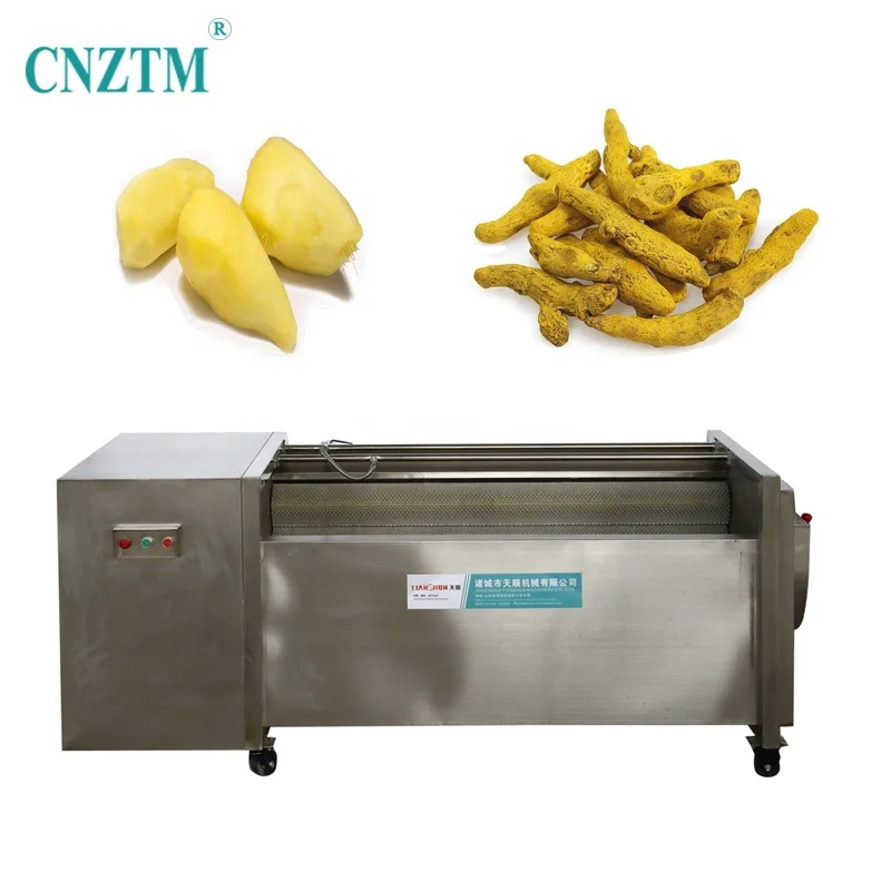 Industrial Automatic Fresh Onion Brush Washing Cleaning Peeler Auto Ginger Potato Onion Peeling Machine