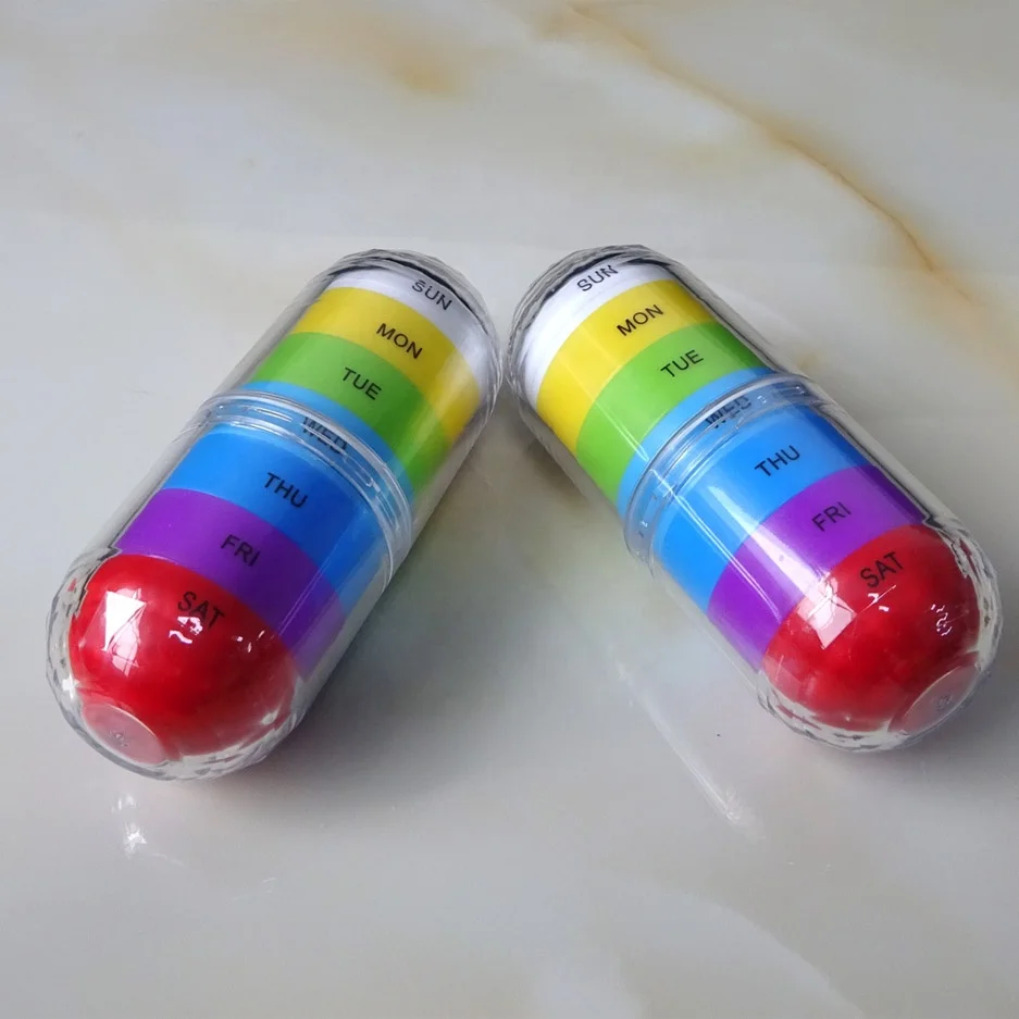 Capsule shape Weekly  medicine Pill Case