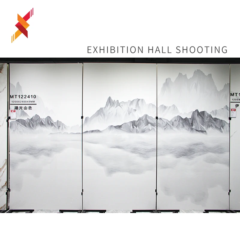 Stone Slabs sintered stone big slabs artificial calacatta white mountain pattern quartz sintered stone slabs 1200x2400x9mm