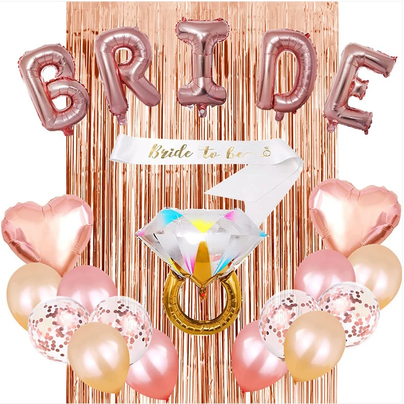 
Factory price Bachelorette Party Decorations Bridal Shower 25 pieces balloon set Letter Foil Balloons Diamond Ring Balloon 
