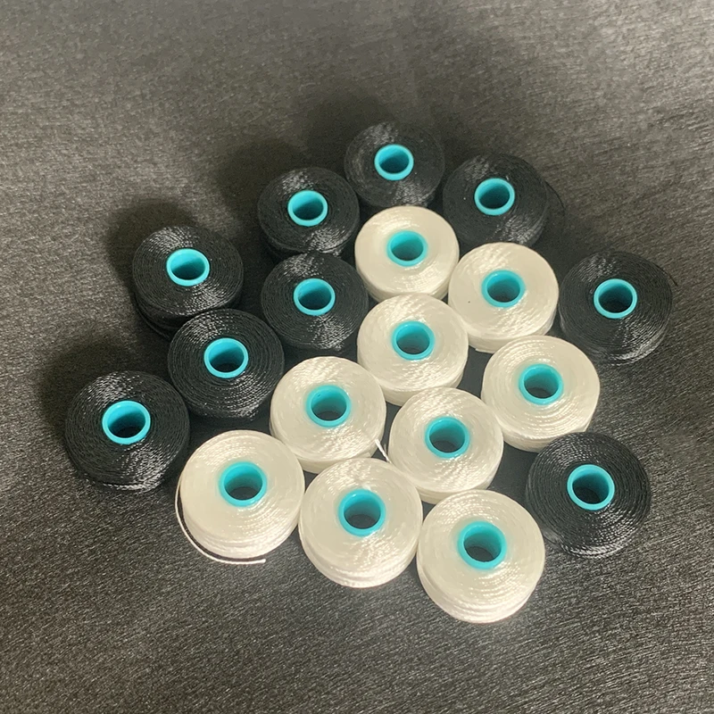 High Quality 210D/3 Tex70 Borderless L M Style Borderless Nylon Pre Wound Bobbins Sewing Bottom Thread with Plastic Core