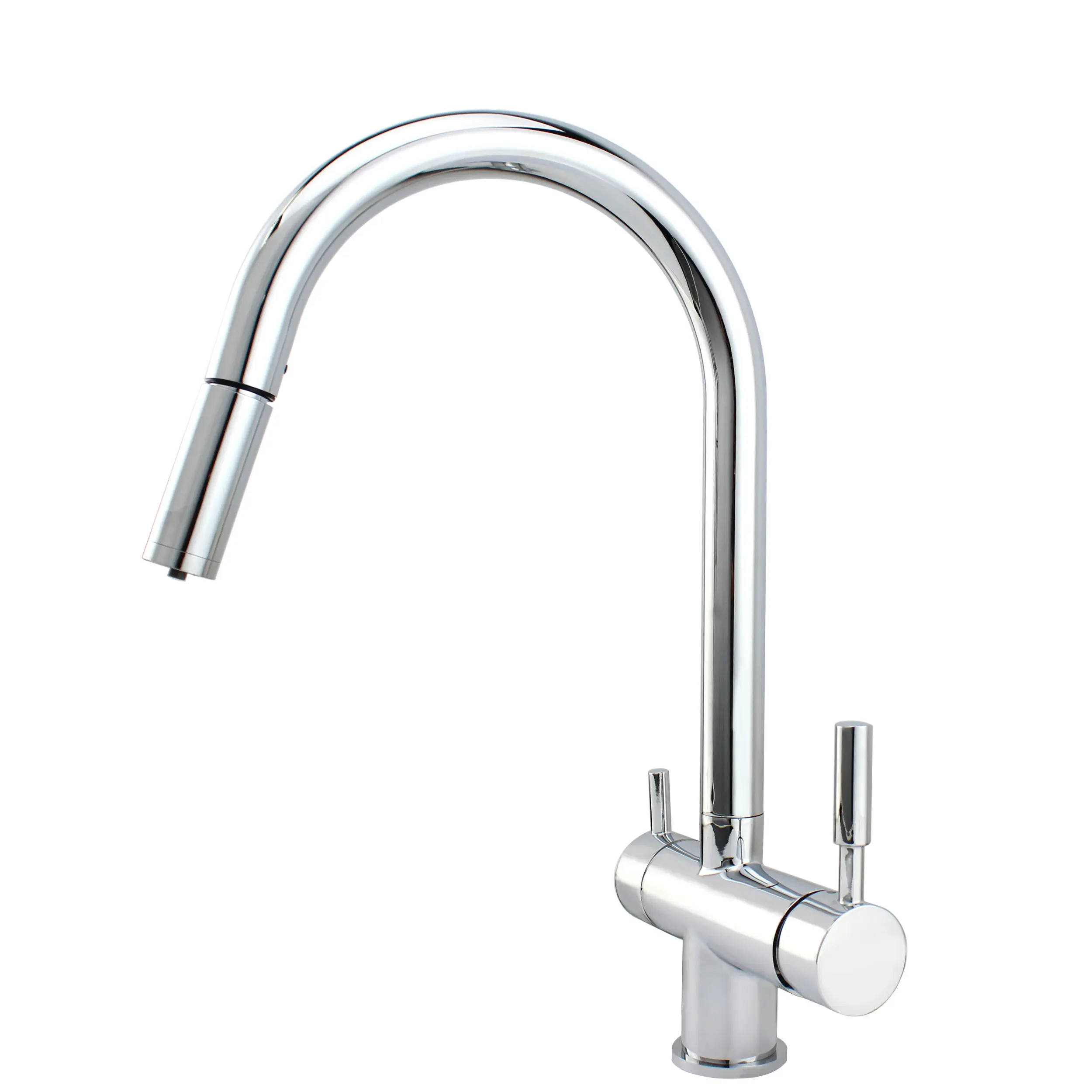 High Quality 3-Way Pull out Filter Tap Stainless Steel AISI 3-in-1 Purification Kitchen Mixer Faucet Chrome Finished