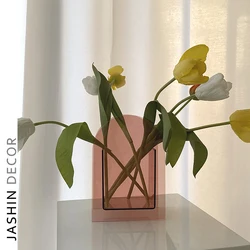 Nordic Colorful Acrylic Crystal Vase  Home Desktop Flower Arrangement Decor Art Vase Creative Vases