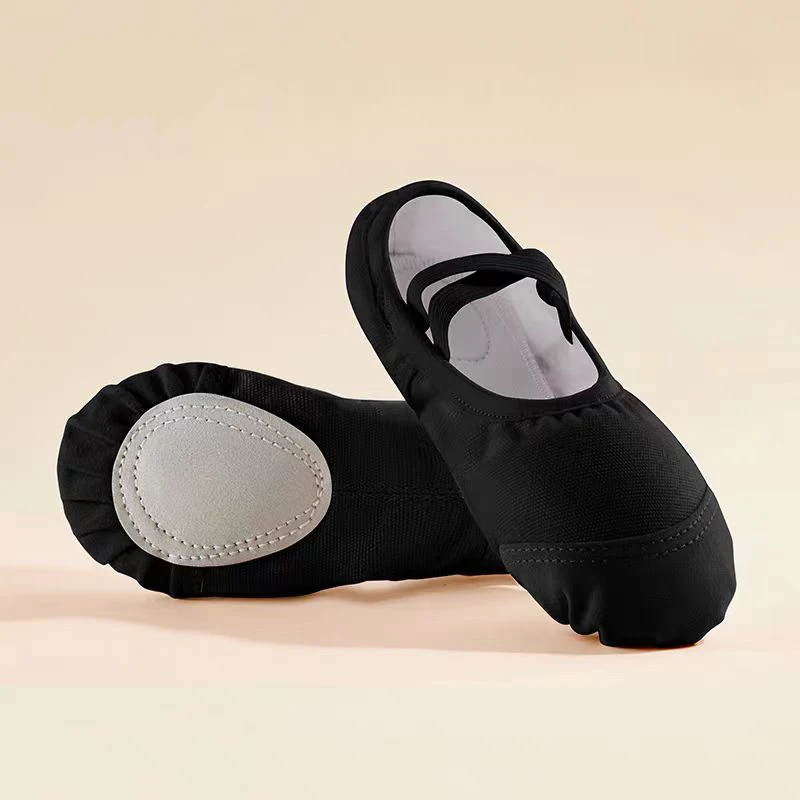Wholesales good quality popular trainingwear black canvas dance ballet shoes for kids adult