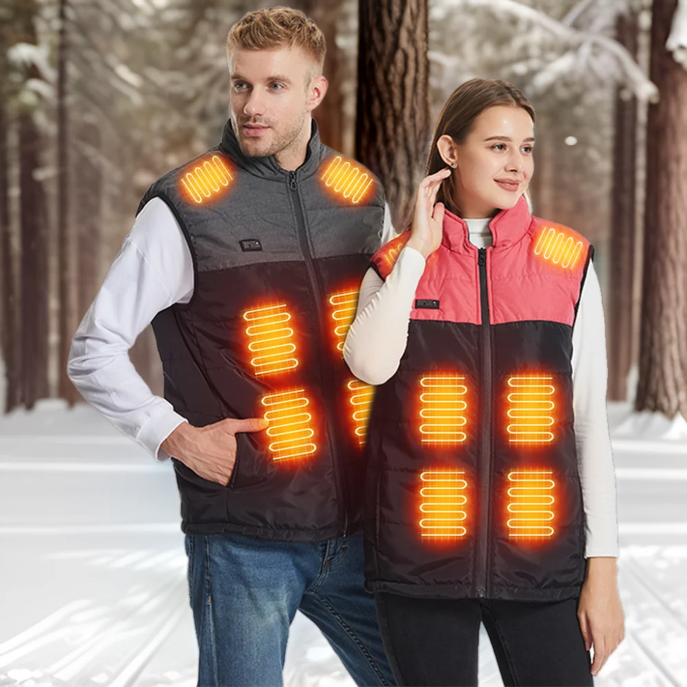 Wholesale Custom Winter 15 Heating Zones Battery Electrical Rechargeable Neoprene Heated Vest Mens