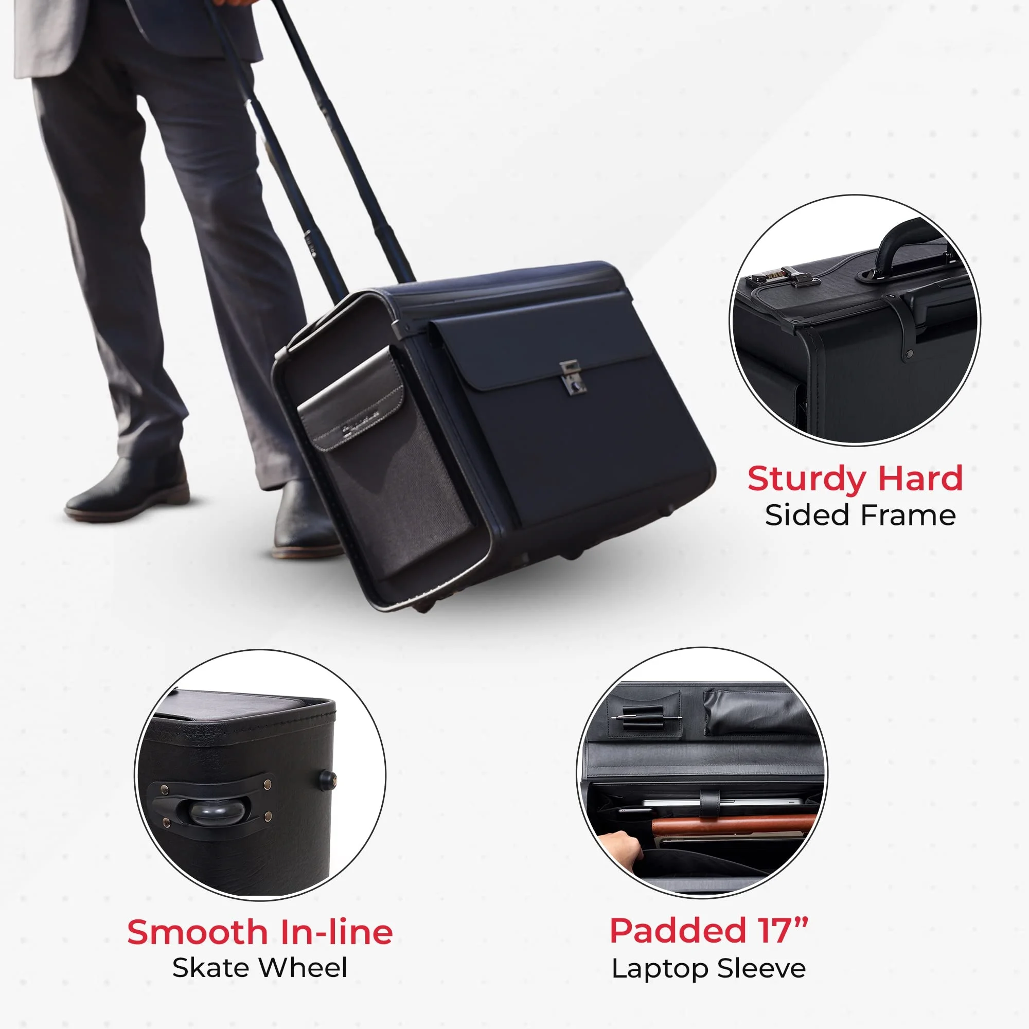 Customize small wheeled work lady laptop document bag carrier best roller lawyer litigation briefcase computer suitcase luggage