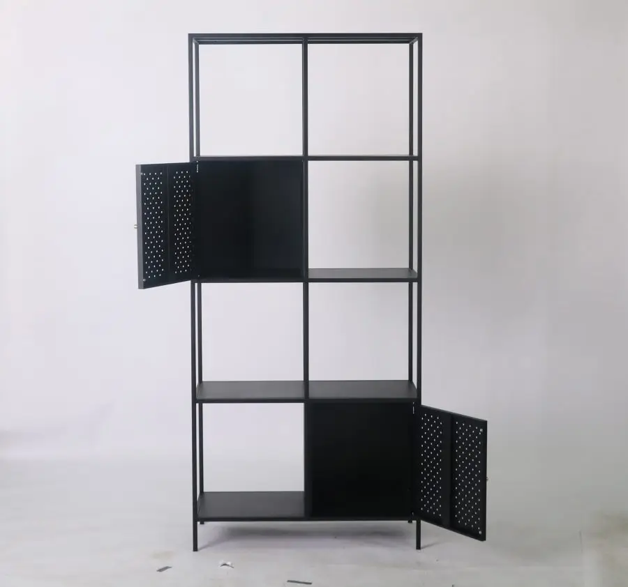 Best selling Double Side metal black display rack living room  display bookcase Wholesale Bookshelves with best price