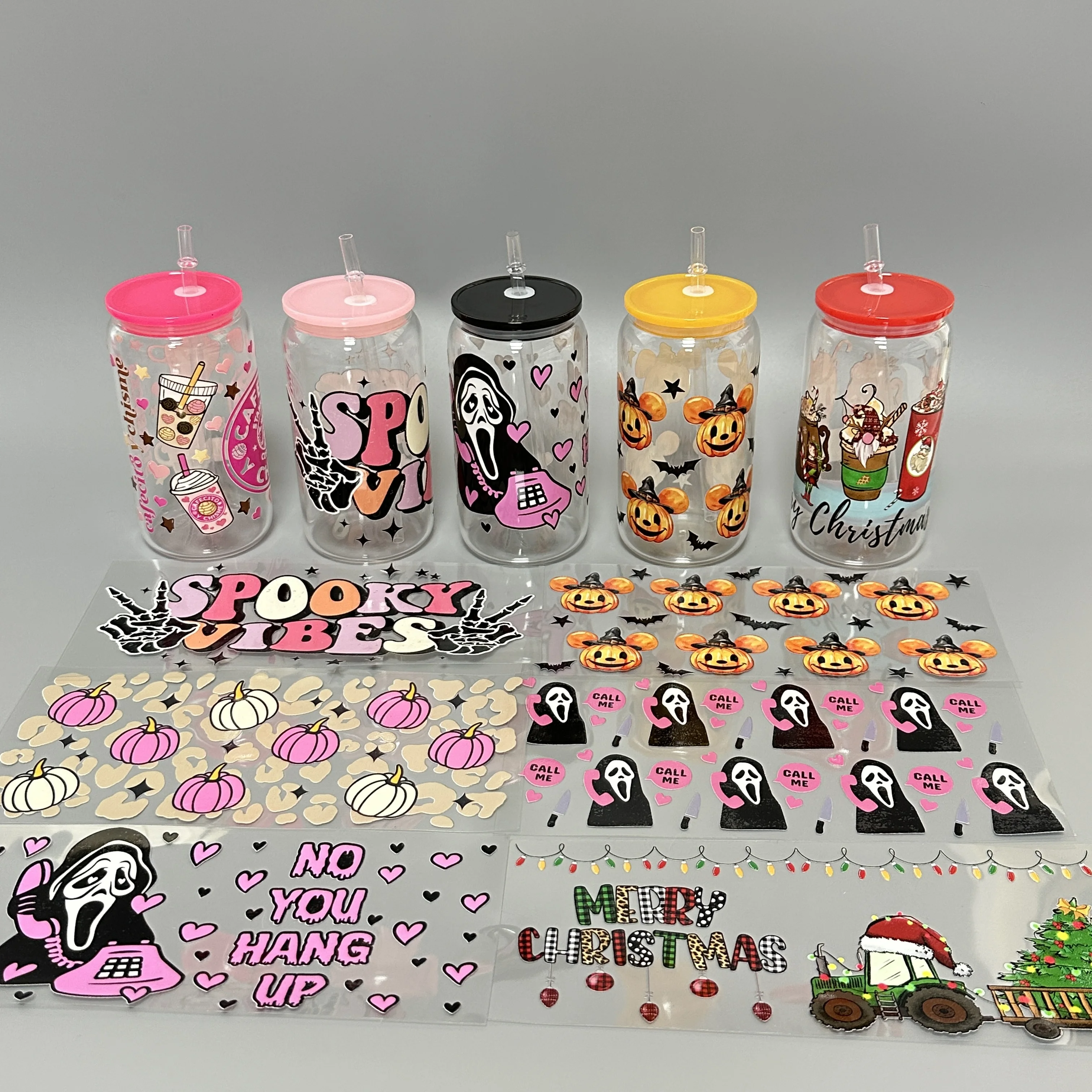 Новинка лидер продаж водонепроницаемая высококлеящаяся этикетка с логотипом Uvdtf наклейка 3D UVDTF для переноса стеклянных банок на 16