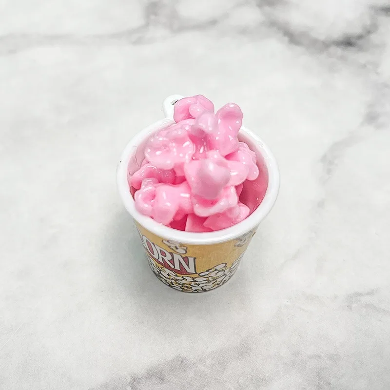 Creative Simulation PVC Fun Food Toy Car Bag Pendant Food Popcorn Bucket Keychain Pendant