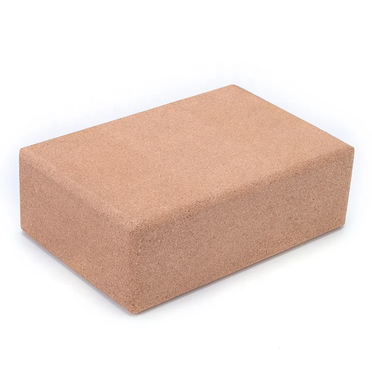 Custom laser logo high density wooden yoga brick cork block wholesale