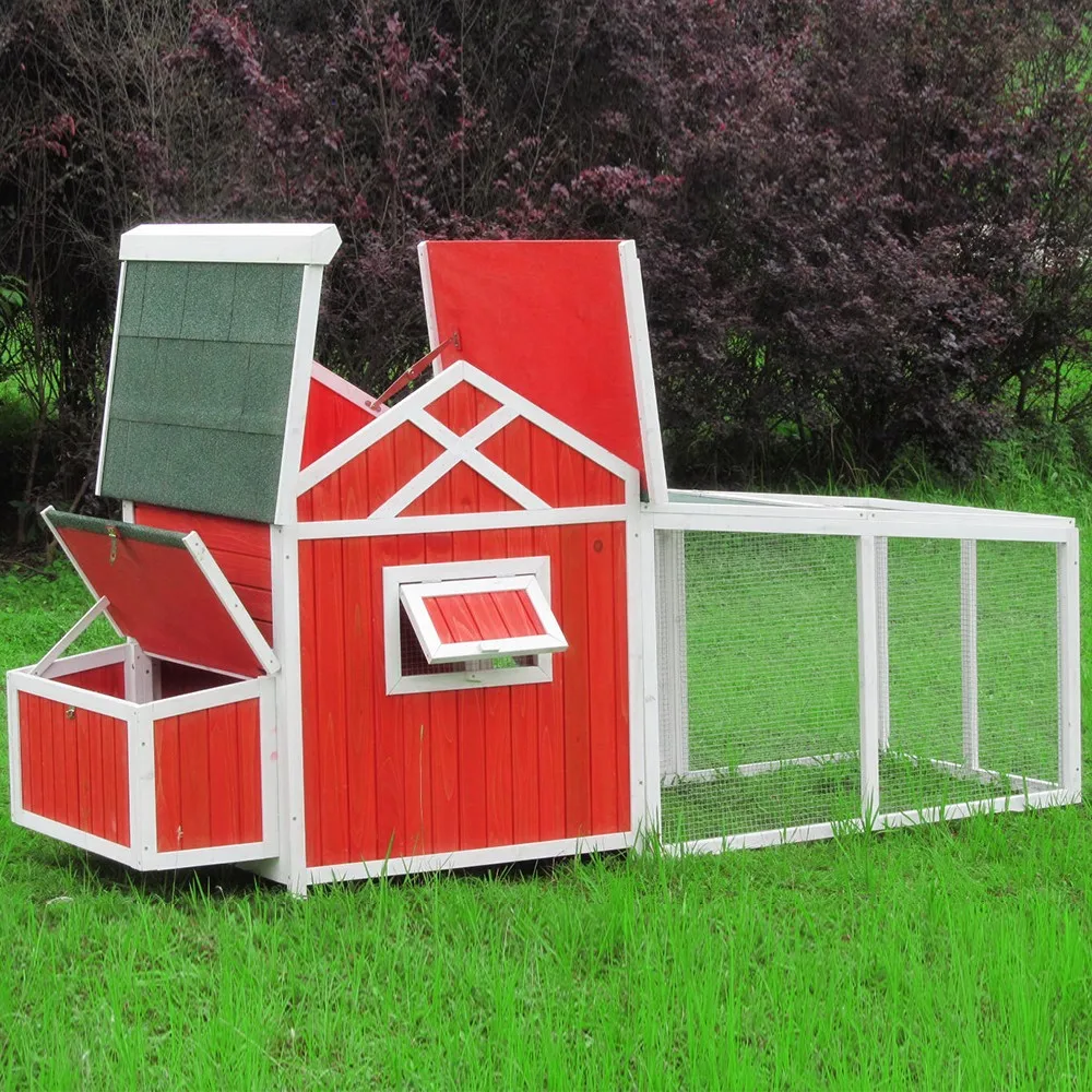 New Wooden Chicken Coop House Outdoor Rabbit Hen Pet Houses Cages With Large Metal Walk In Chicken Run Cages