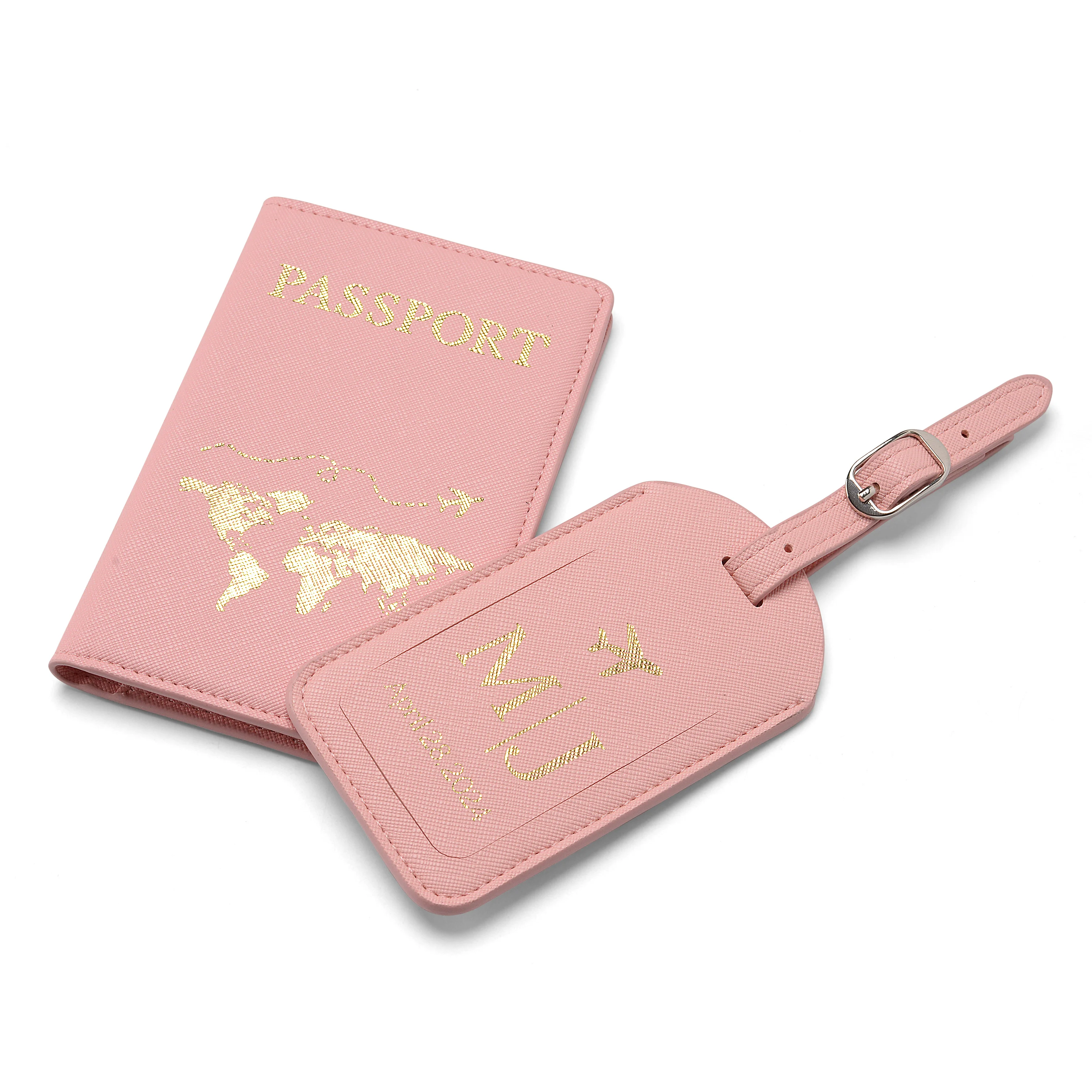 New combination business passport holder with travel luggage tag hotel promotional gift customizable badges travel kit organizer