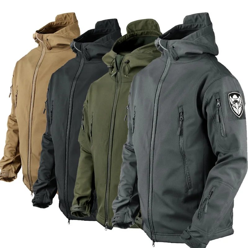 14 Colors Outdoor Fans Windbreaker Increase Warm Shark Soft Shell Storm Suit Plus Velvet Mountain Camo Fleece Loose Jacket