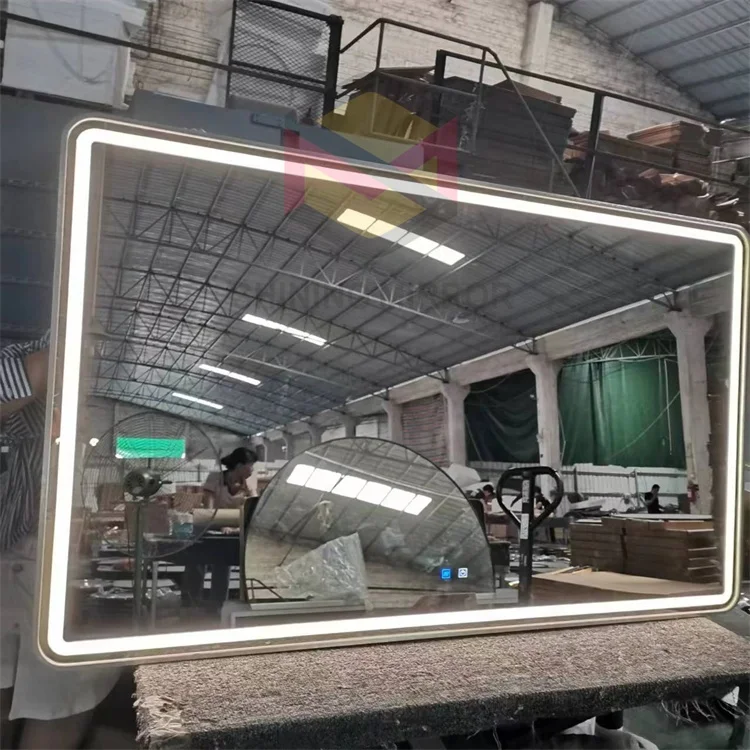 Modern Designer Hotel Home Smart Wall Mounted Large Anti Fog Touch Screen Bathroom Mirror With Light