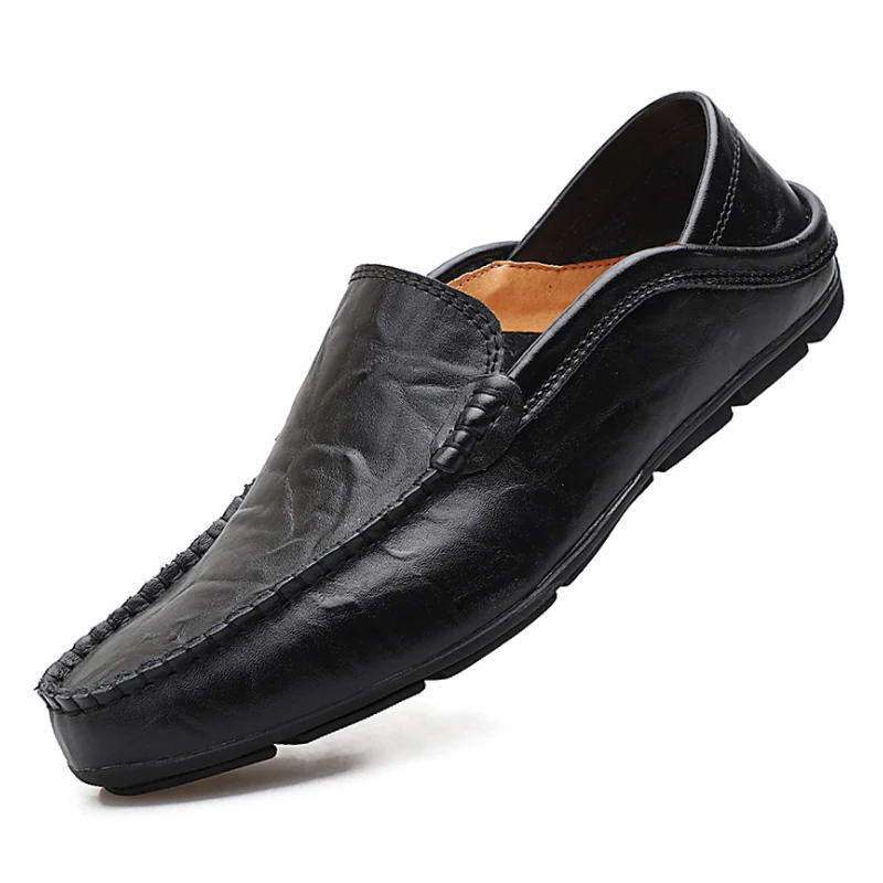 High quality New design genuine cow leather breathable insole soft rubber outsole leather casual shoes for men loafer