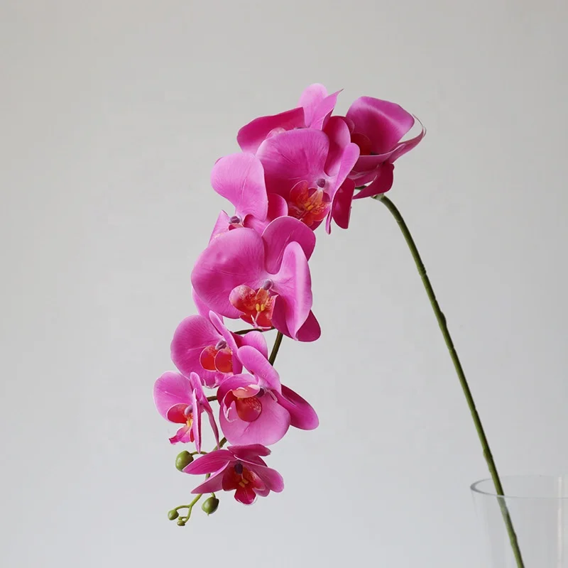 O-X834 Wholesale 9 Heads White Dusty Pink Phalaenopsis Orchids Long Stem Latex Real Touch Artificial Orchids Phalaenopsis