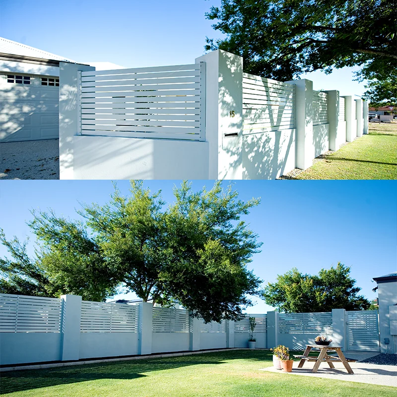 Horizontal Privacy Metal Slat Fence Panels Black Aluminum Fence